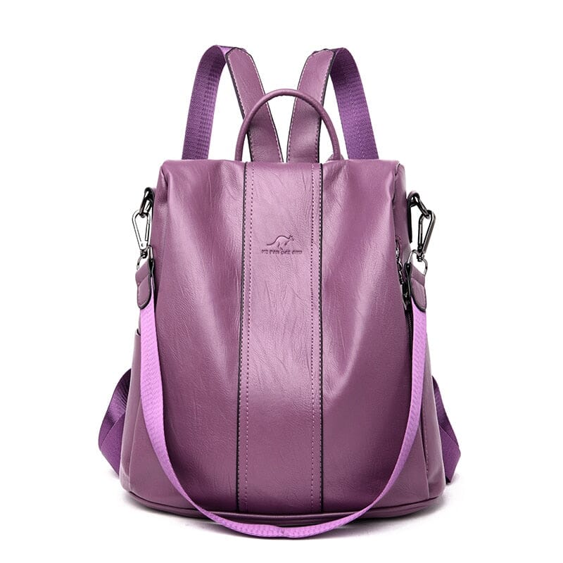 Anti-theft leather backpack women vintage shoulder bag ladies high capacity travel backpack school bags girls mochila feminina 0 karavelas Purple 
