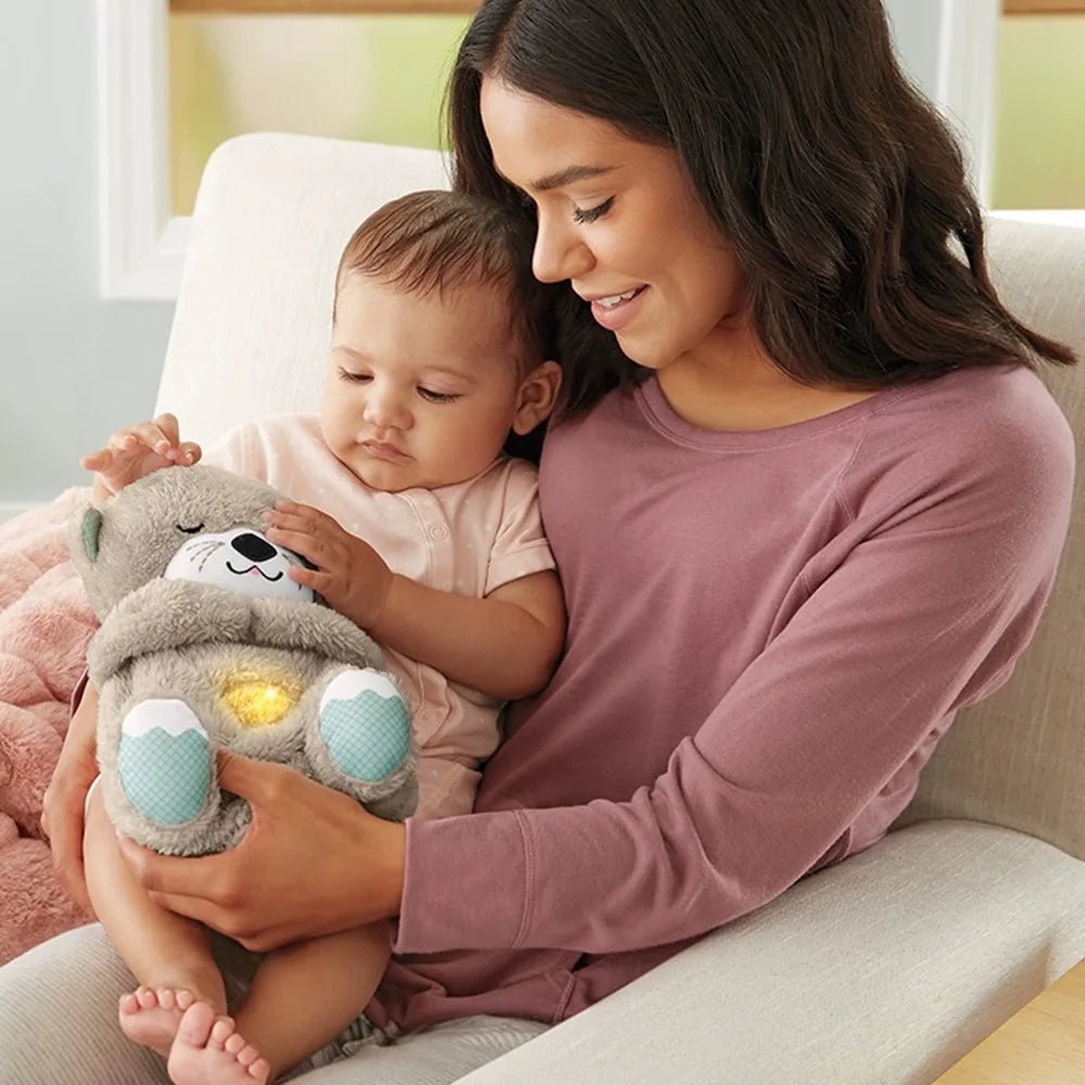 Baby Breath Baby Bear Soothes Otter Plush Toy Doll Toy Child Soothing Music Sleep Companion Sound And Light Doll Toy Gifts karavelas 