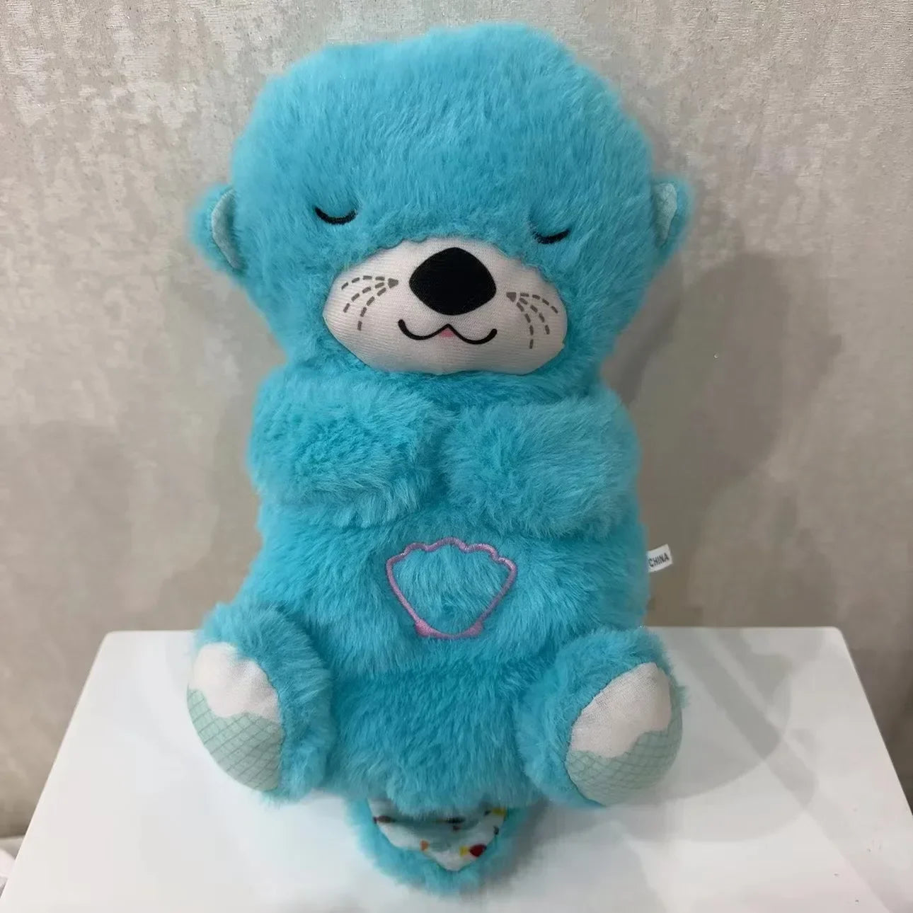 Baby Breath Baby Bear Soothes Otter Plush Toy Doll Toy Child Soothing Music Sleep Companion Sound And Light Doll Toy Gifts karavelas Blue 30cm 
