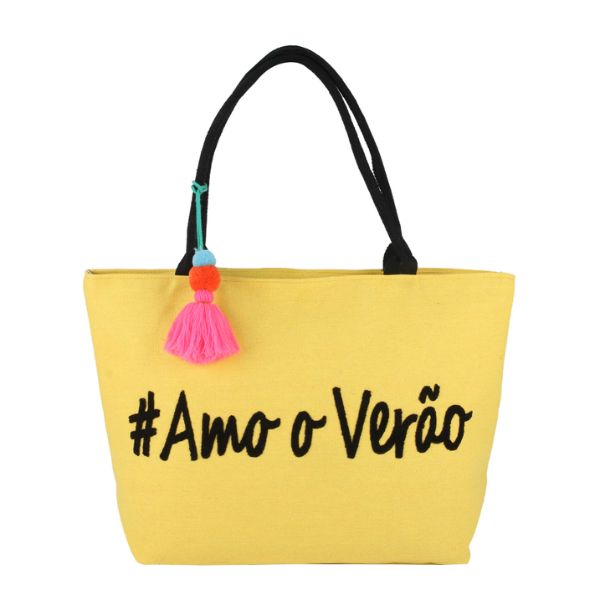 Bolsa Praia Amo o Verão karavelas Amarela 