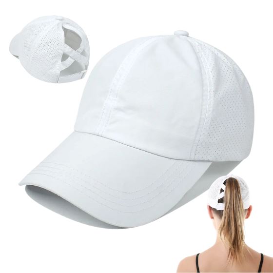 Boné Ponytail Adventure Fit - Proteção UV+50 Boné karavelas Branco Ajustável 