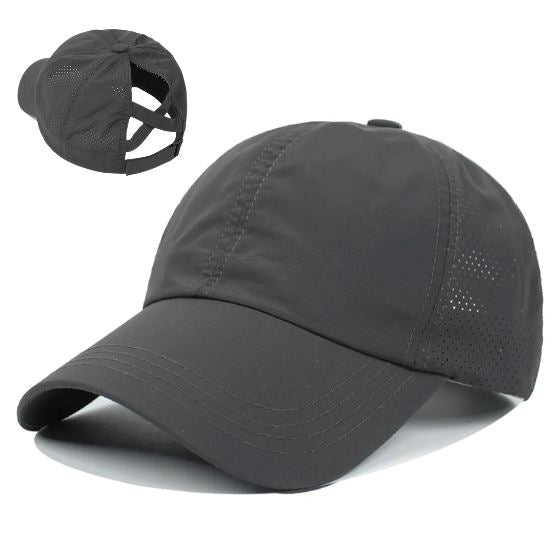 Boné Ponytail Adventure Fit - Proteção UV+50 Boné karavelas Cinza Escuro Ajustável 