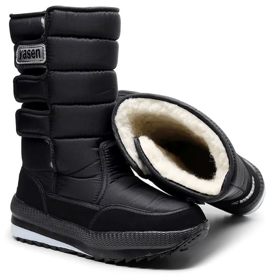 Bota de Inverno Alta Resistência Premium Forrada com Lã Sintética Térmica - Fechamento em Velcro Bota de inverno karavelas 