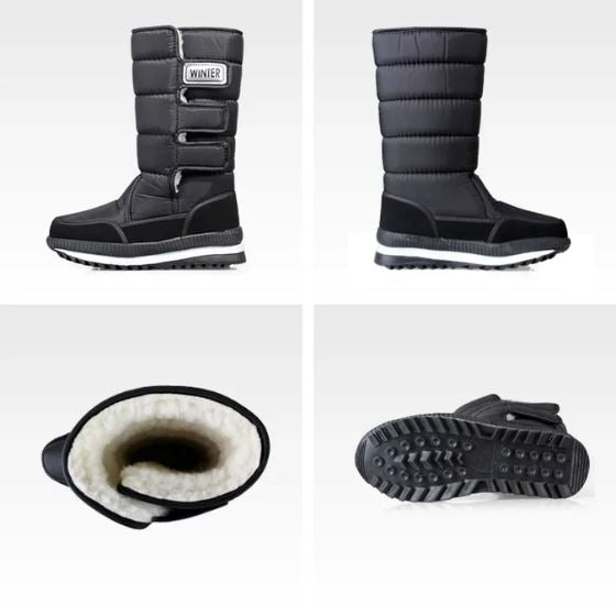 Bota de Inverno Alta Resistência Premium Forrada com Lã Sintética Térmica - Fechamento em Velcro Bota de inverno karavelas 