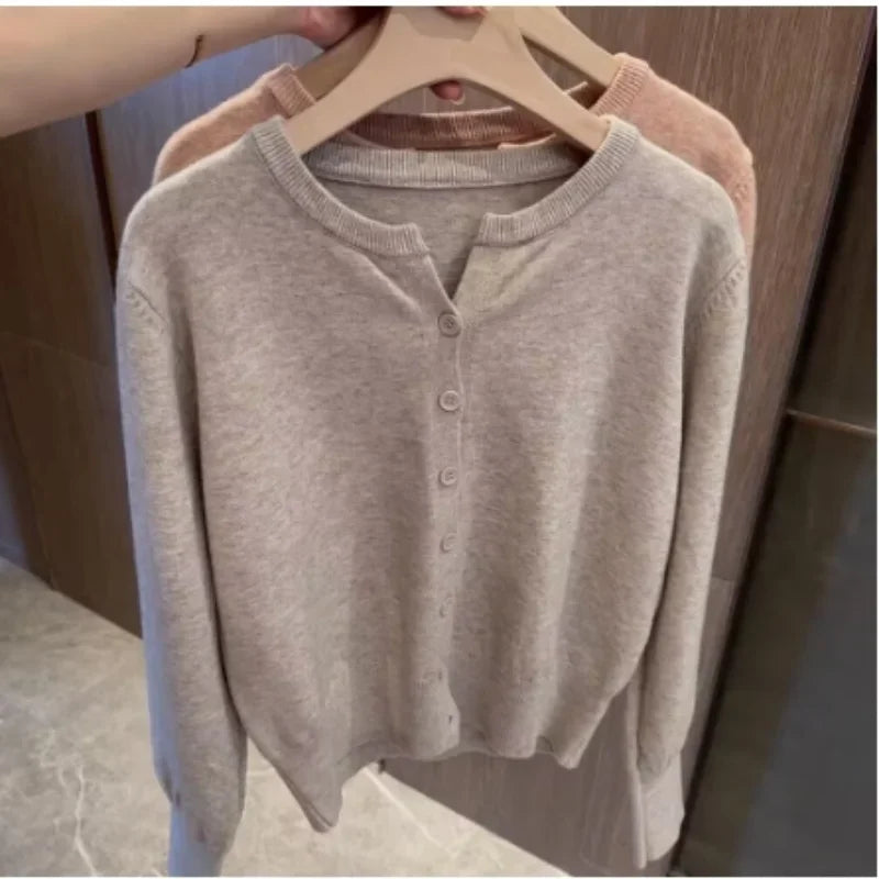 Cardigan Lã Maraisa karavelas Único Cáqui 