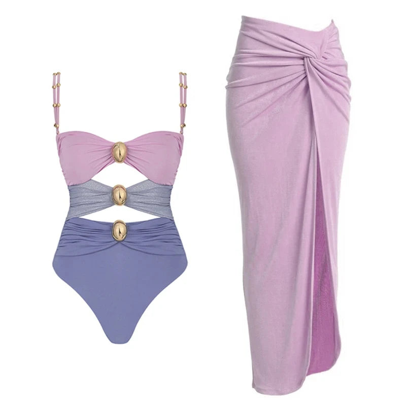 Conjunto de Maiô Lumière Luxo karavelas Conjunto - Degradê Rosa XG 