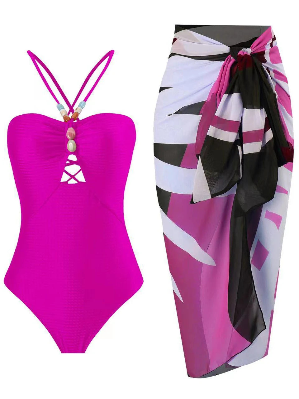 Conjunto Serenité Glamur com Detalhe de Colar em Pedraria karavelas Fucsia XL 