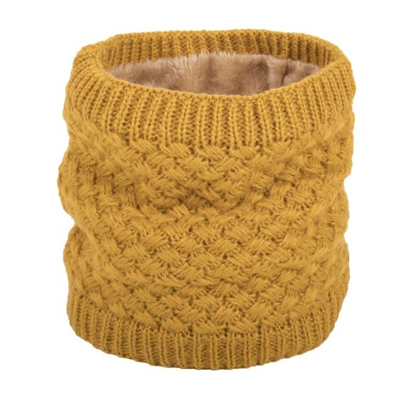 Gola para Aquecer o Pescoço de Tricô Forrada com Pelúcia 0 karavelas Mostarda 