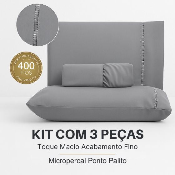 Jogo Lençol Queen 3 Peças 400 Fios Micro Percal Ponto Palito karavelas 