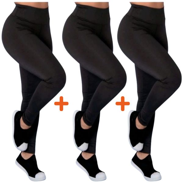 Kit 3 Calça Legging Snug Peluciada Térmica Cintura Alta com Elástico Zero Transparencia karavelas 3 Peças Preto P (34-36) 