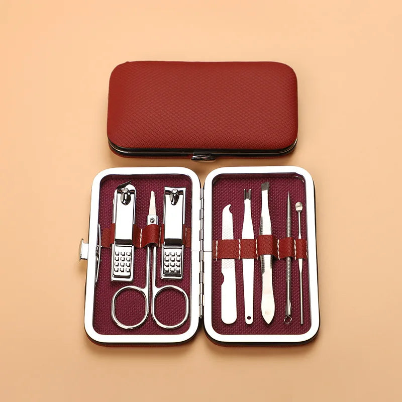 Kit com 8 Peças Completo de Cortadores de Unhas em Aço Inoxidável - Ideal Para Bolsas e Malas karavelas 