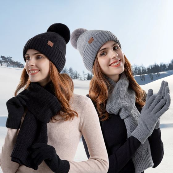 Kit Gorro e Cachecol Glacial + Luva Touch Screen de Brinde karavelas 