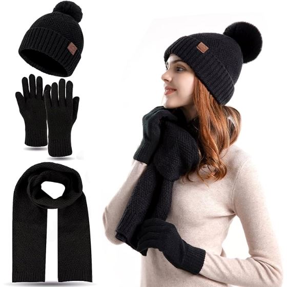 Kit Gorro e Cachecol Glacial + Luva Touch Screen de Brinde karavelas 