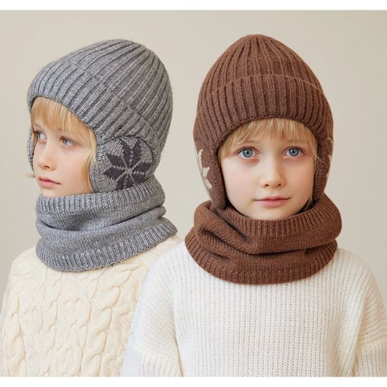 Kit Infantil de Touca e Gola Peluciados com Proteção de Ouvido (4 a 10 anos) karavelas 