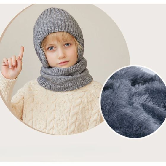 Kit Infantil de Touca e Gola Peluciados com Proteção de Ouvido (4 a 10 anos) karavelas 