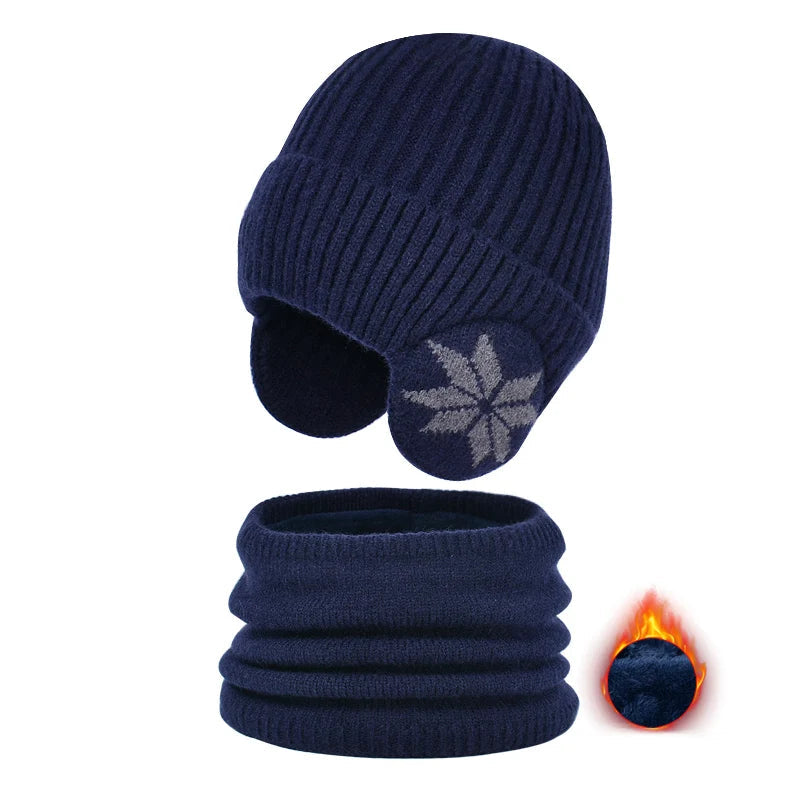 Kit Infantil de Touca e Gola Peluciados com Proteção de Ouvido (4 a 10 anos) karavelas Azul Único 