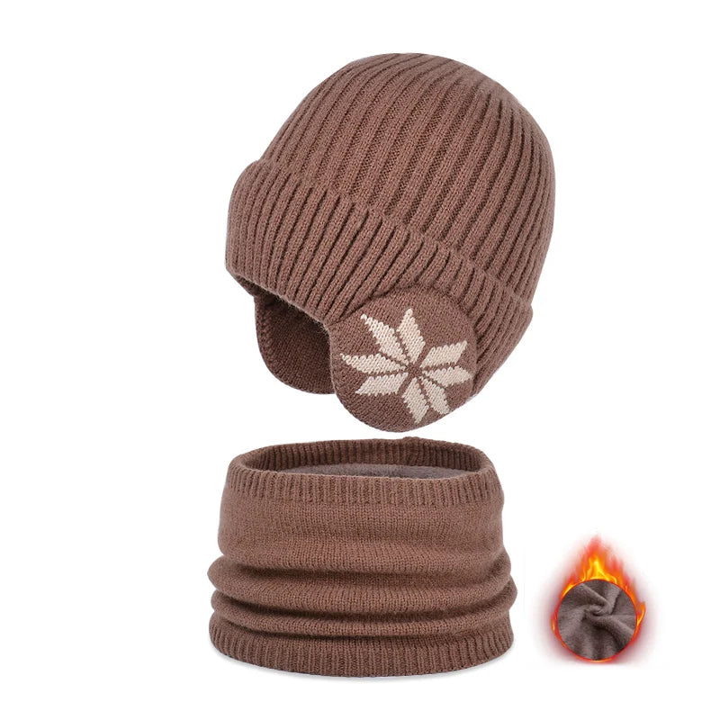 Kit Infantil de Touca e Gola Peluciados com Proteção de Ouvido (4 a 10 anos) karavelas Marrom Único 