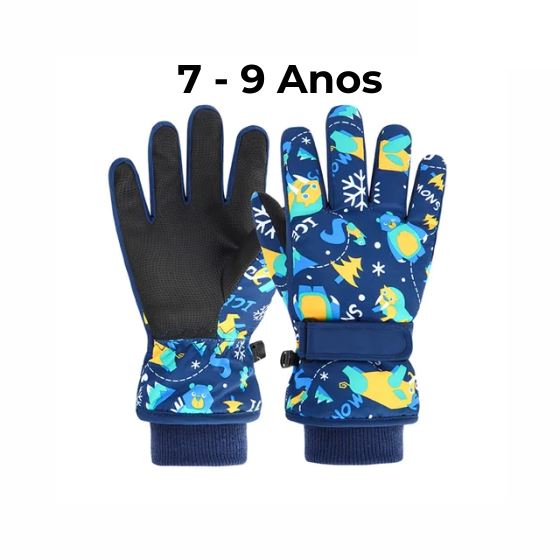 Luva infantil com Punho e Forro Peluciado - Resistente à água (4-13 Anos) karavelas Azul Marinho - (7-9 Anos) 
