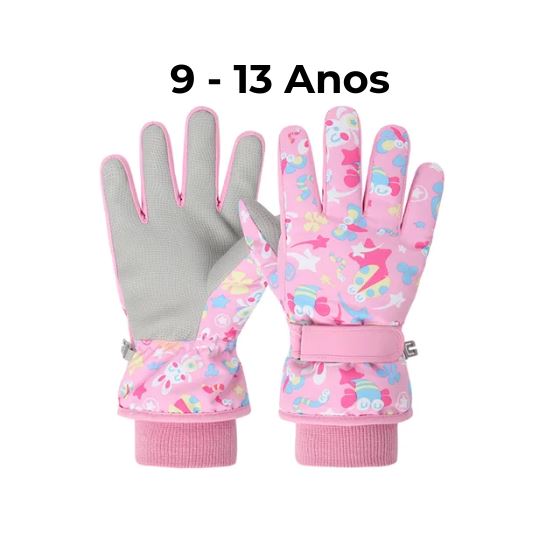 Luva infantil com Punho e Forro Peluciado - Resistente à água (4-13 Anos) karavelas Rosa - (9-13 Anos) 