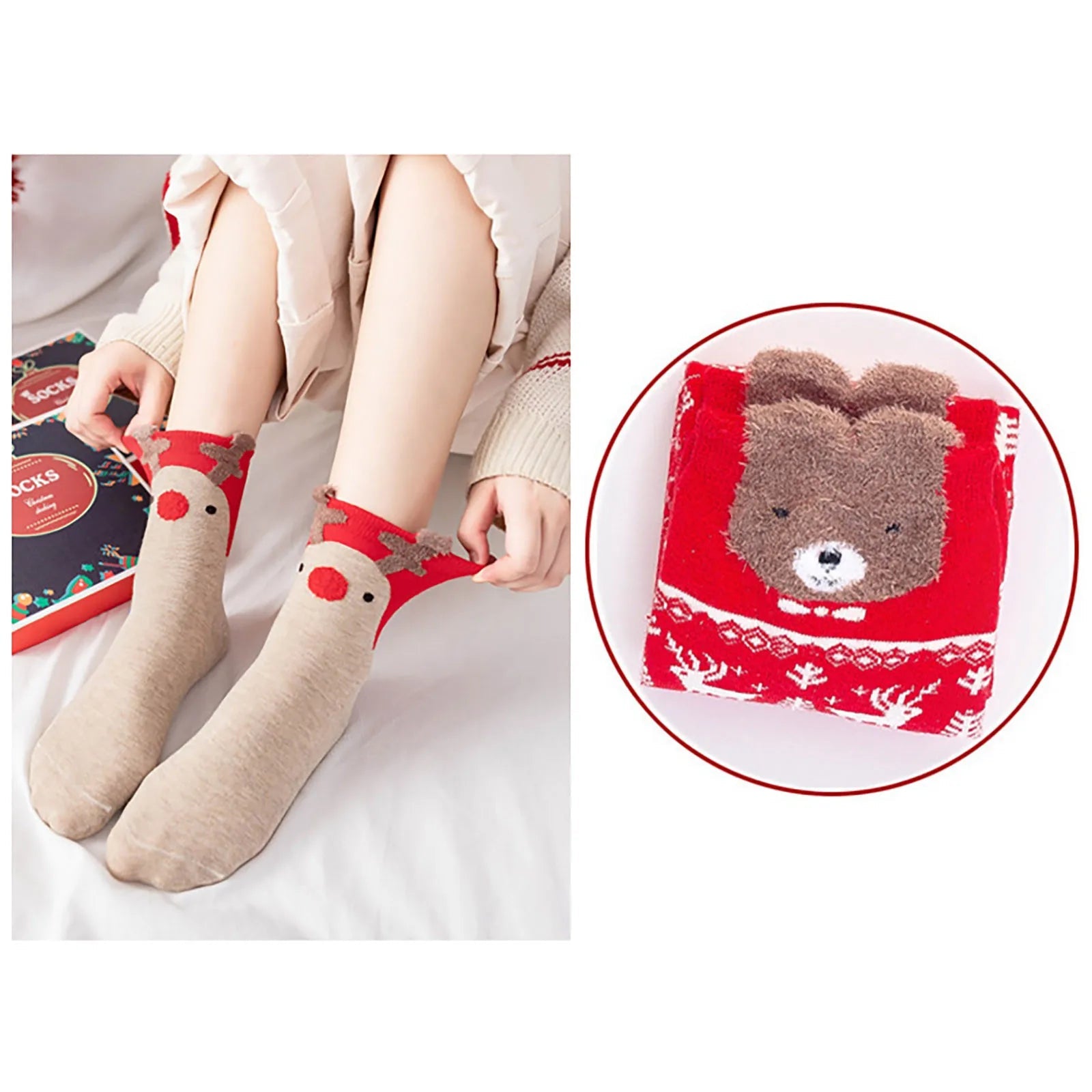 Meias Fofas Natalinas - Compre 2 Pares e leve 4 Pares + Uma Caixa Exclusiva de Presente - 34 ao 40 karavelas 