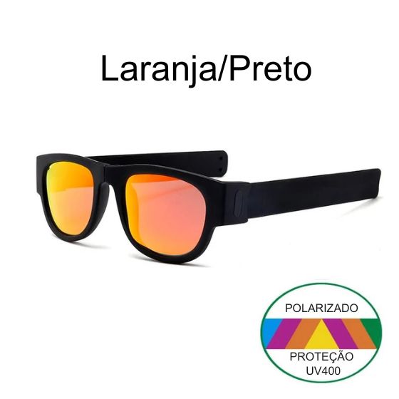 OclyFlex - Óculos de Sol Polarizados Dobráveis Unissex karavelas Espelhado Laranja/Preto Com a Caixa 