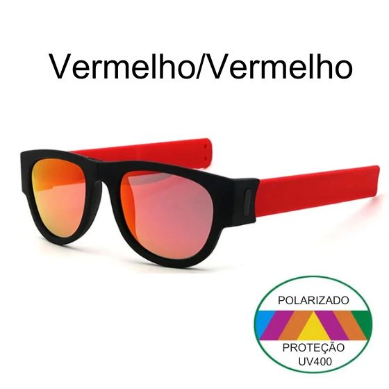 OclyFlex - Óculos de Sol Polarizados Dobráveis Unissex karavelas Espelhado Vermelho/Vermelho Com a Caixa 