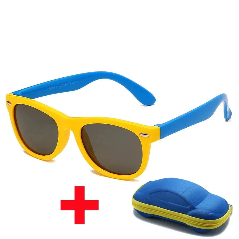 Óculos de Sol de Silicone Flexível com Estojo - PROMOÇÃO DE FÉRIA karavelas Amarelo e Azul 