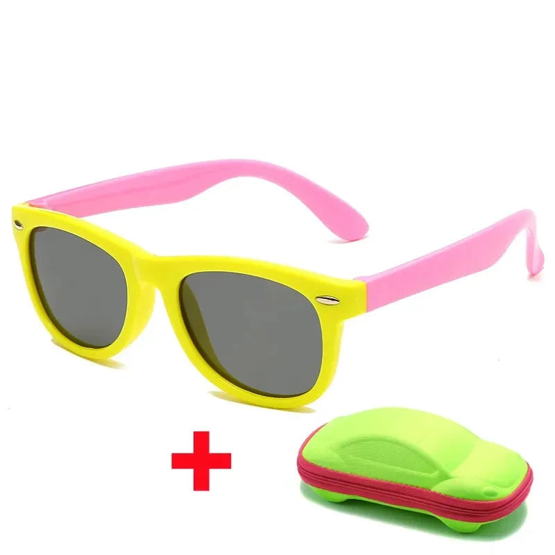 Óculos de Sol de Silicone Flexível com Estojo - PROMOÇÃO DE FÉRIA karavelas Amarelo e Rosa 