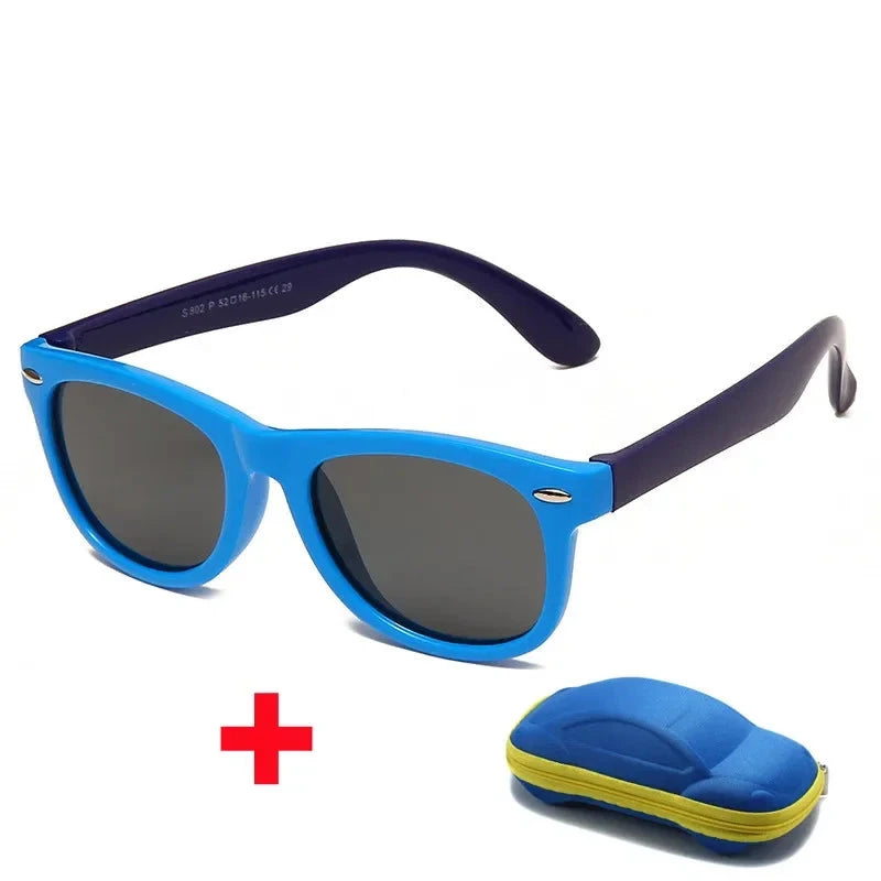 Óculos de Sol de Silicone Flexível com Estojo - PROMOÇÃO DE FÉRIA karavelas Azul e Preto 