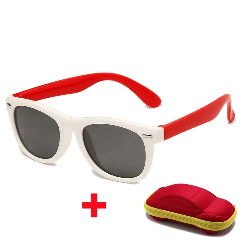 Óculos de Sol de Silicone Flexível com Estojo - PROMOÇÃO DE FÉRIA karavelas Branco e Vermelho 