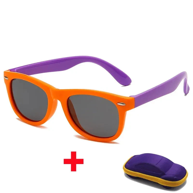 Óculos de Sol de Silicone Flexível com Estojo - PROMOÇÃO DE FÉRIA karavelas Laranja e Roxo 