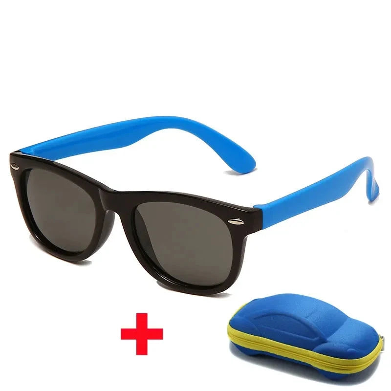 Óculos de Sol de Silicone Flexível com Estojo - PROMOÇÃO DE FÉRIA karavelas Preto e Azul 