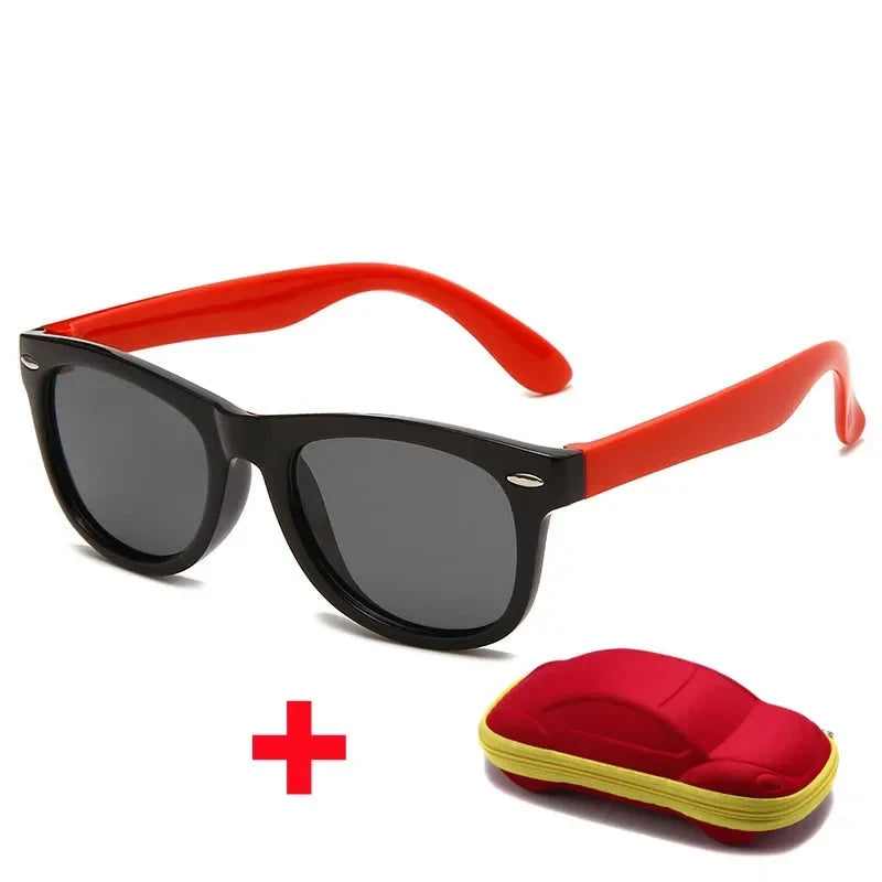 Óculos de Sol de Silicone Flexível com Estojo - PROMOÇÃO DE FÉRIA karavelas Preto e Vermelho 