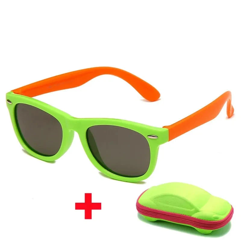 Óculos de Sol de Silicone Flexível com Estojo - PROMOÇÃO DE FÉRIA karavelas Verde e Laranja 