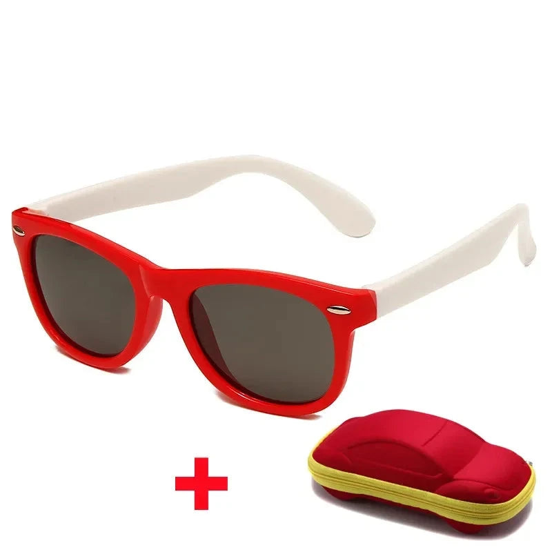 Óculos de Sol de Silicone Flexível com Estojo - PROMOÇÃO DE FÉRIA karavelas Vermelho e Branco 