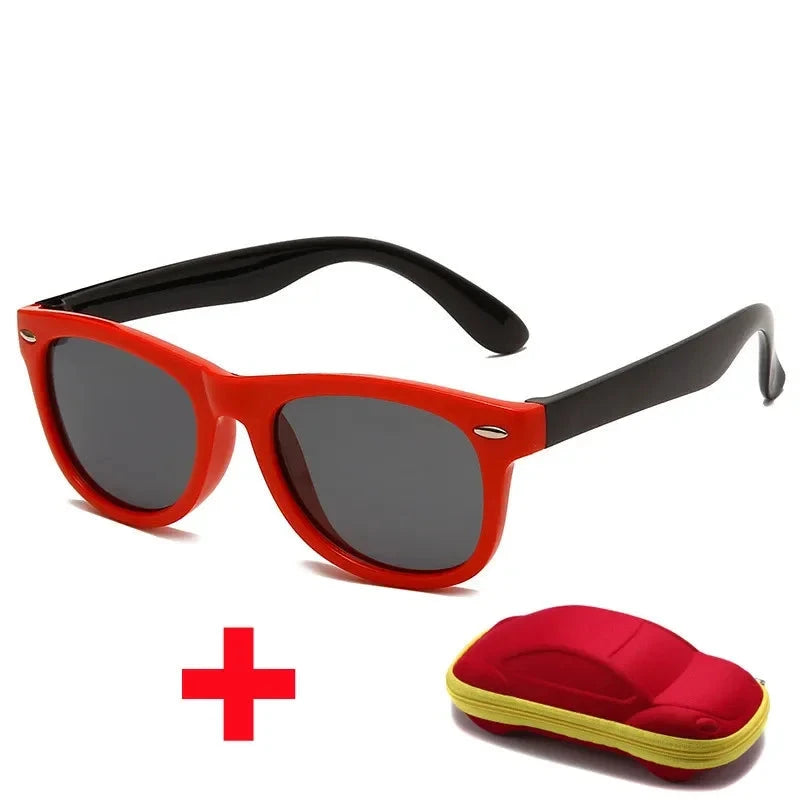 Óculos de Sol de Silicone Flexível com Estojo - PROMOÇÃO DE FÉRIA karavelas Vermelho e Preto 