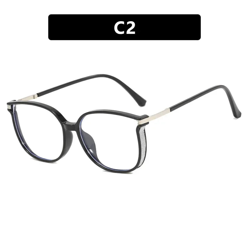 Óculos Feminino Charming Diamond Ultra Leve com Lente Anti Luz Azul karavelas Preto com Prata 