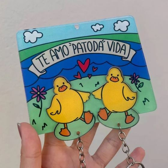 Porta Chave Casal de Patinho - Te Amo "Patoda" Vida karavelas 