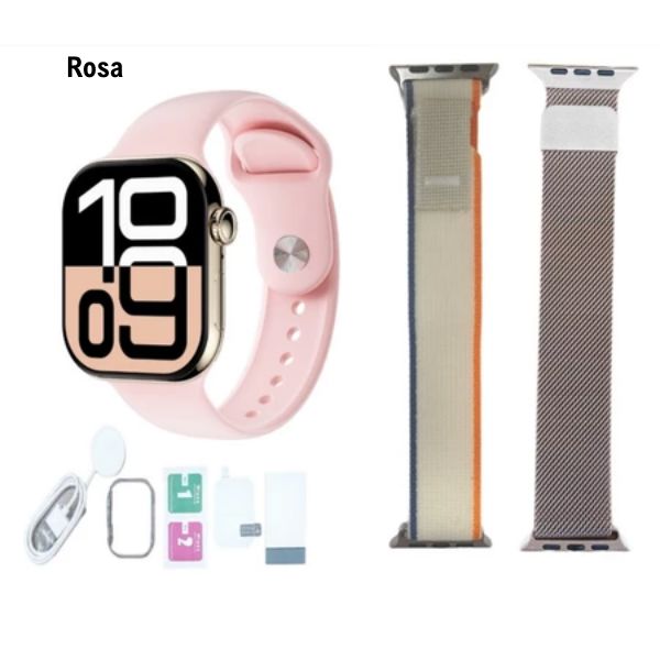 Relógio W10 Pro Mini Smart - Lançamento 2025 karavelas Rose + 2 Pulseiras 