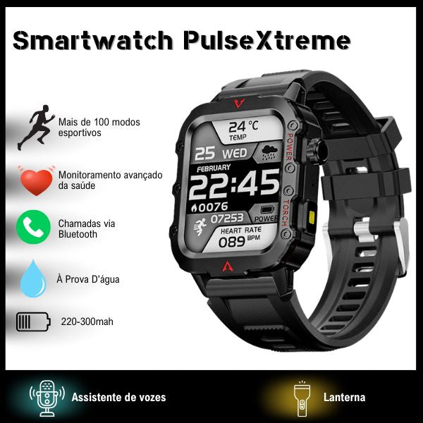 Smartwatch PulseXtreme À Prova D'água - Lançamento 2025 karavelas Preto 