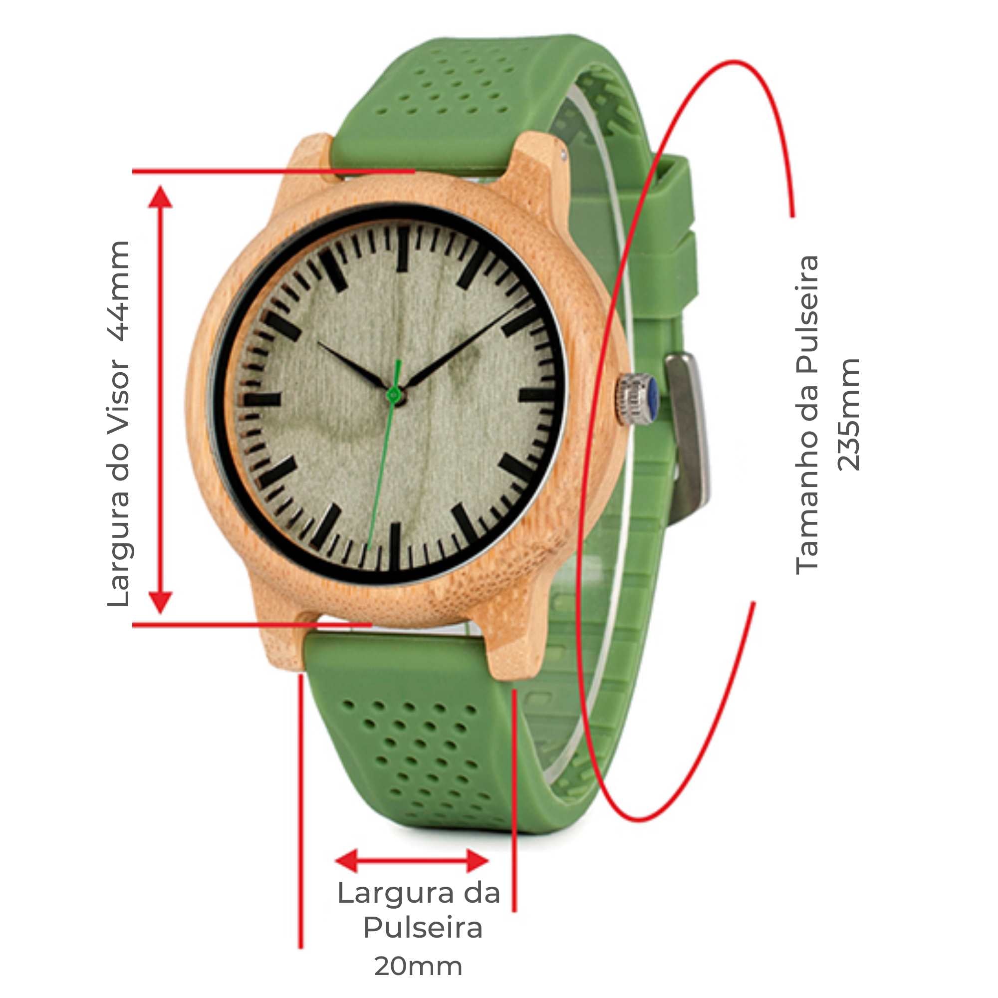 Relógio Vintage de Madeira com Pulseira de Silicone 0 karavelas 