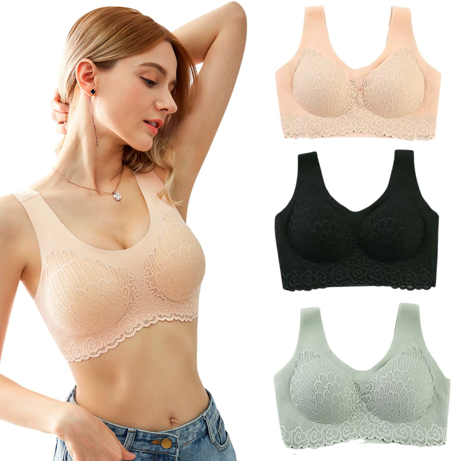 Sutiã Max Power Sustentação Push Up karavelas Bege - Preto - Verde P - (47-54 kg) 