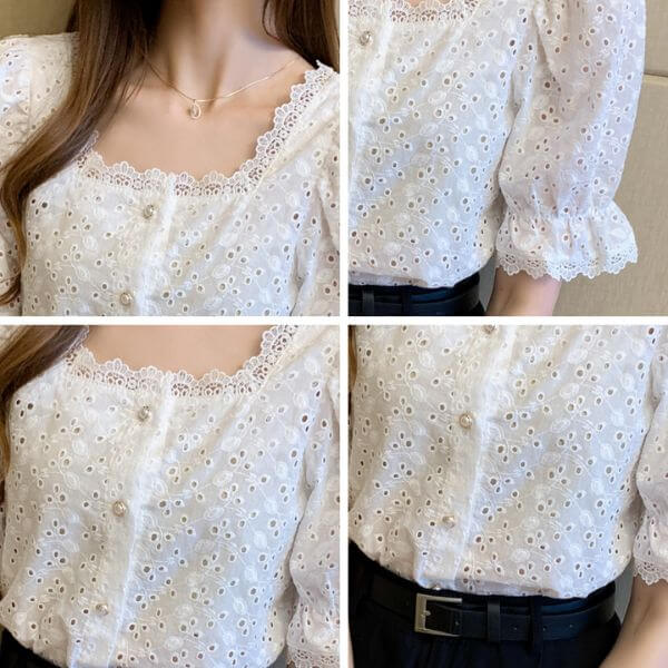 Blusa Antonella Branca com Botões Perolados 0 karavelas 