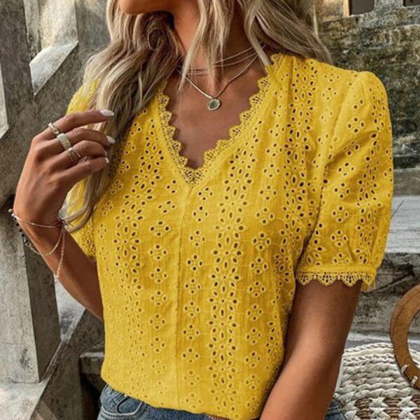 Blusa Lady Elegante 0 karavelas Amarelo P 