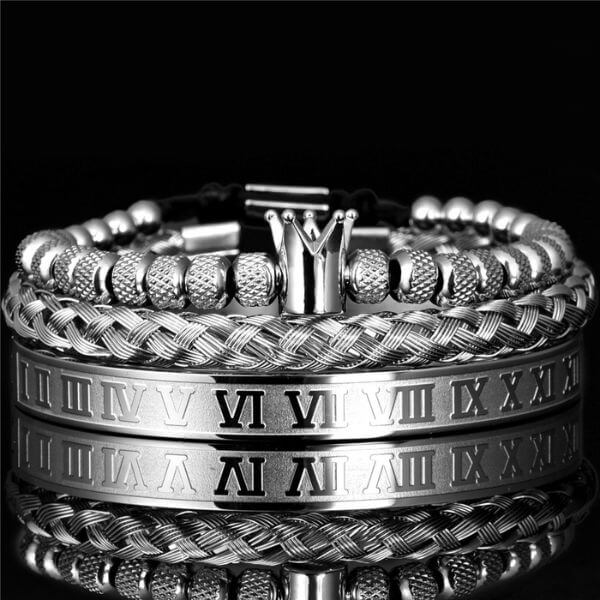 Conjunto de Pulseiras Luxury Rei 0 karavelas Prata 