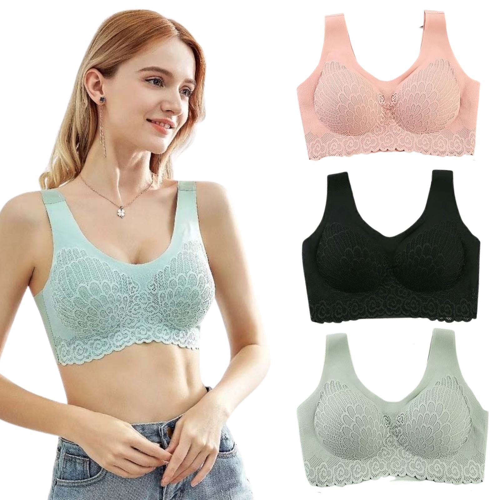Sutiã Max Power Sustentação Push Up karavelas Rosa - Preto - Verde P - (47-54 kg) 