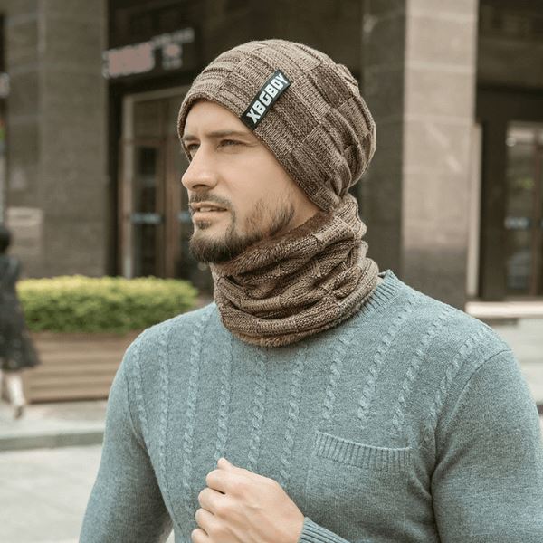 Conjunto Gorro e Gola Peluciada Masculino 0 karavelas Cáqui 