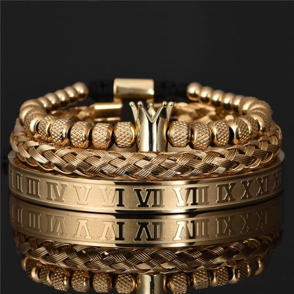 Conjunto de Pulseiras Luxury Rei 0 karavelas Ouro 