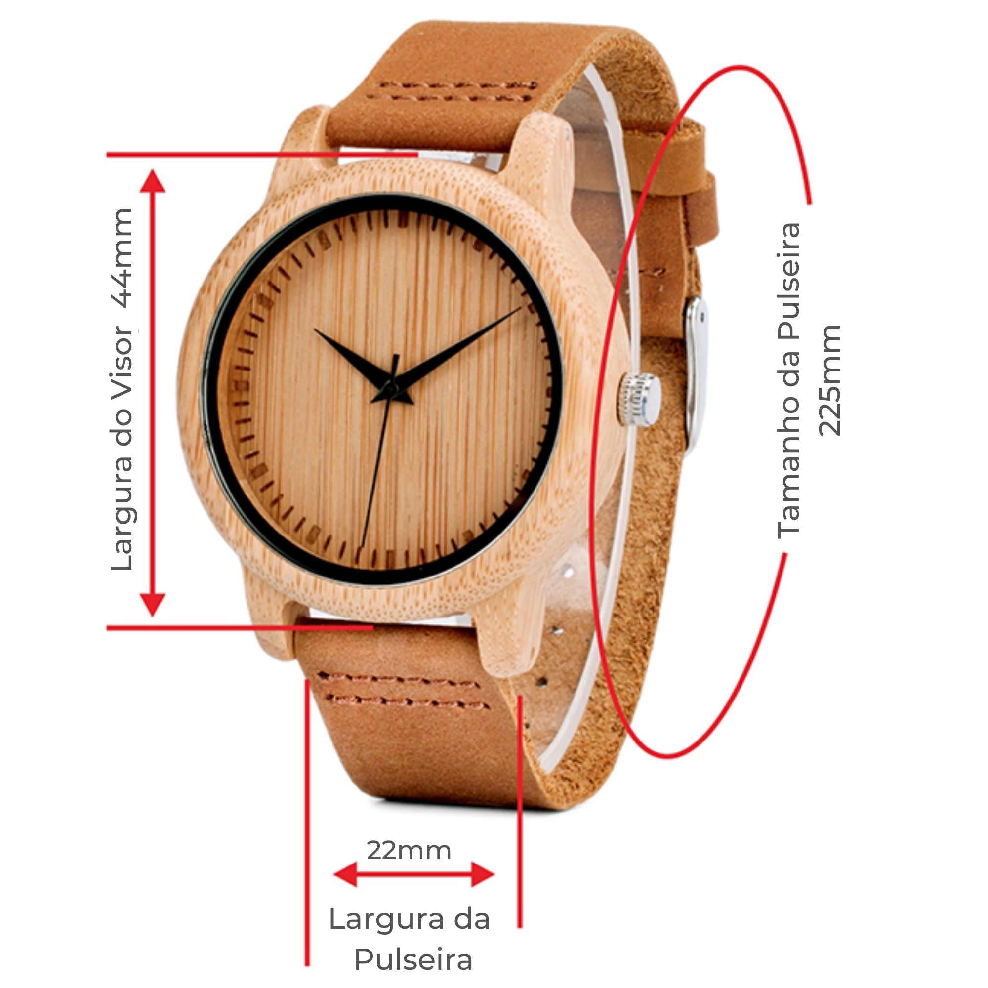 Relógio Vintage Redondo de Madeira com Pulseira de Couro 0 karavelas 