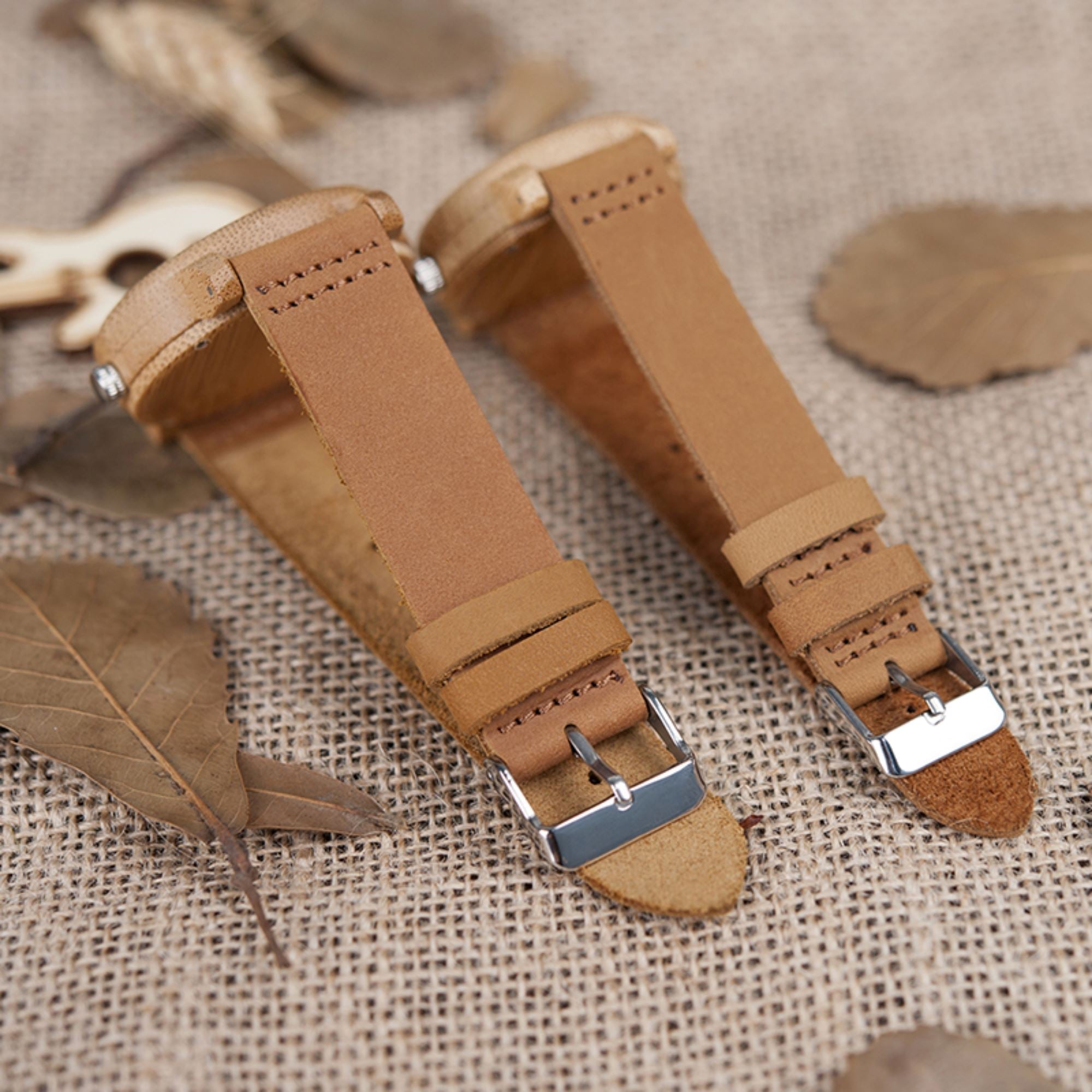 Relógio Vintage Redondo de Madeira com Pulseira de Couro 0 karavelas 